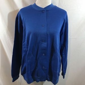 Tudor Court royal blue long sleeve snap down - womens large, NEW